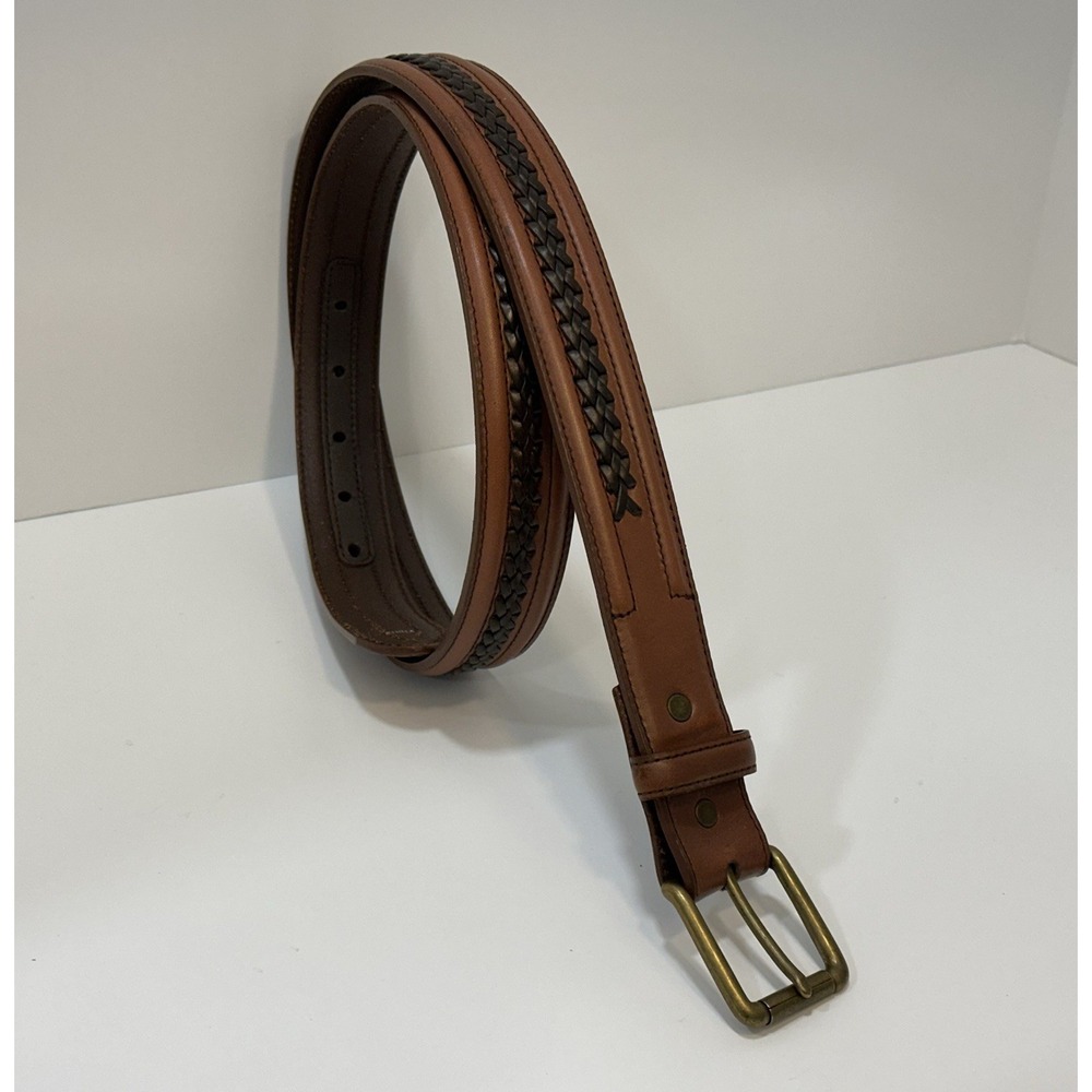 Nocona Mens 44 Brown Genuine Leather Western Cowboy Belt Solid Brass Buckle